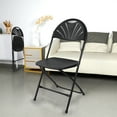 thumbnail image 5 of 2 Pack Folding Chair Fan Back Portable Plastic Chairs for Events Office Wedding Party Picnic Kitchen, Black, 5 of 10