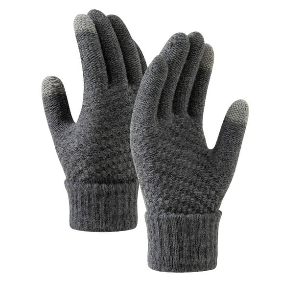 CAIXIA Mens Winter Gloves Winter Warmth Screen Gloves for Women Lined Knitted Wool Riding Cold Weather Comfort,Dark Gray