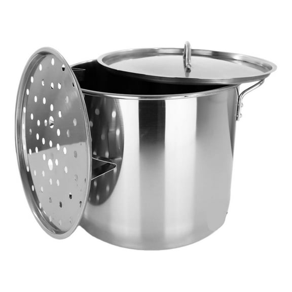 Stock Pot Stainless Steel 40QT Lid Steamer Pot Brew Vaporera Kettle Tamales New 10Ga