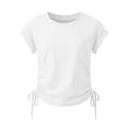 thumbnail image 3 of RTKFRFLM Girls Drawstring Summer T-Shirt Casual Crewneck Short Sleeve Shirt Top Red 8-9 Years, 3 of 3