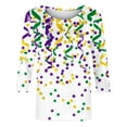 thumbnail image 5 of Mardi Gras Shirt Women Plus Size Cute Graphic Crew Neck Funny Tee Tops Casual Trendy 3/4 Sleeve Party Carnival Pullover Holiday New-Orleans Tunic Shirts, 5 of 6