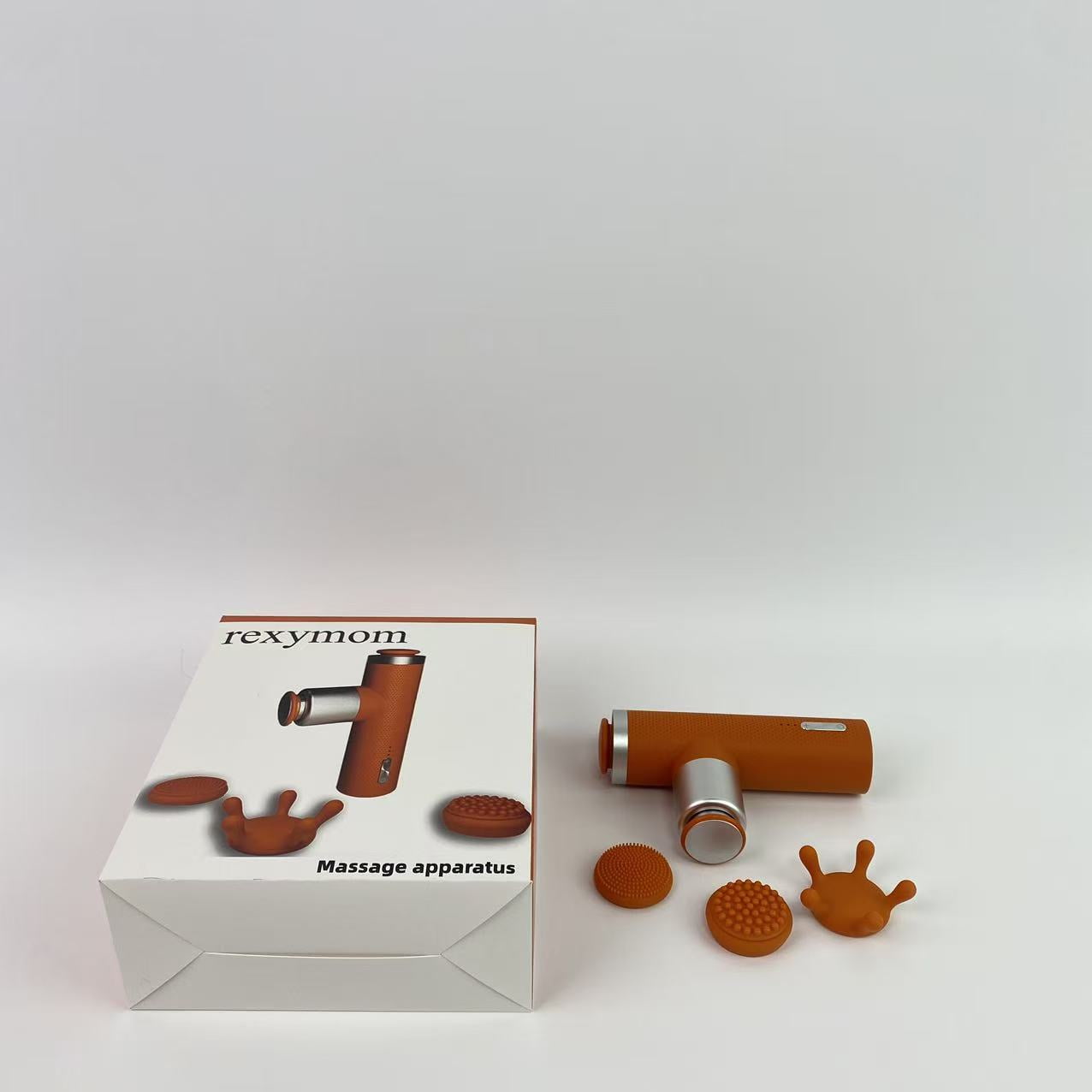 rexymom Massage apparatus,Mini Massage Gun with Heat, Deep Tissue Massage Gun, Portable Percussion Muscle Massager with 4 Massage Heads for Athletes