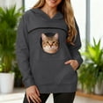 thumbnail image 2 of adviicd Womens Oversized Hoodies Cat Pouch Sweatshirts Long Sleeve Pullover Fashion Clothes with Pet Carrier Pocket (Dark Gray, L), 2 of 9
