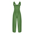 thumbnail image 5 of Dyegold Linen Jumpsuits for Women Summer Casual Sleeveless Wide Leg Romper Outfits Loose Beach Vacation Cute Overalls Pocket, 5 of 6