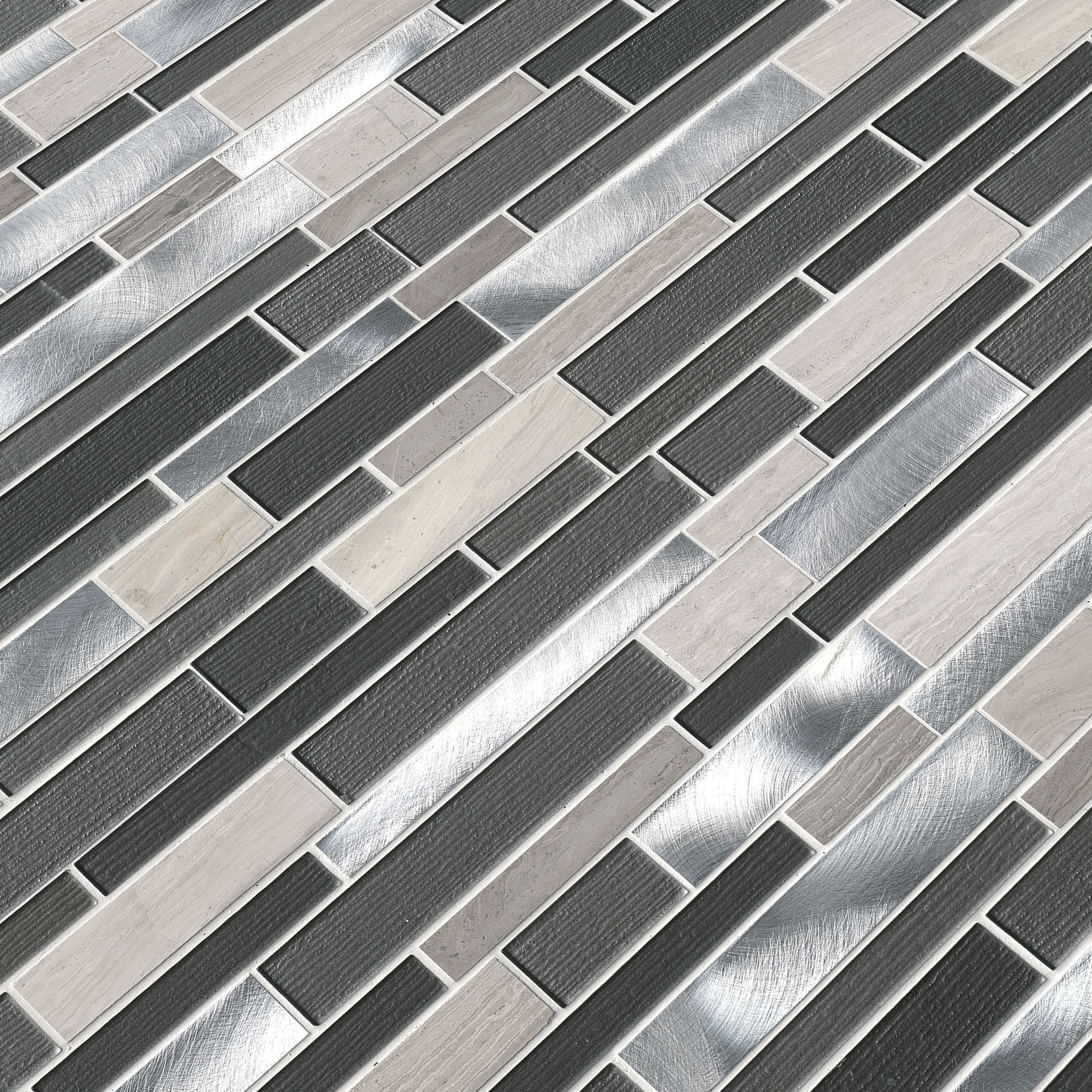 Urban Loft Interlocking 12 in. x 12 in. x 4 mm Glass Stone and Metal Mesh-Mounted Mosaic Tile (20 sq. ft. / case)