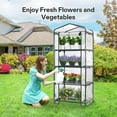 thumbnail image 2 of VIVOSUN Mini 4-Tier Greenhouse with Wheels, 27 x 19 x 63-Inch Reusable Portable Warm House with Clear PVC Cover and Shelf for Compact Garden and Small Backyards, with Wheels, 2 of 7