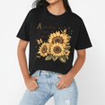 thumbnail image 3 of NAMTYQX Tops for Women Trendy Plus Size Basic Round Neck Loose Fitting Grafisches Short Sleeve Cool Printed Light Summer Tops Black Size M, 3 of 5