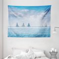 thumbnail image 1 of Ocean Tapestry, Sail Boats Sea Regatta Race Sports Panoramic View Seascape Summer Sky Photo, Wall Hanging for Bedroom Living Room Dorm Decor, 80W X 60L Inches, Light Blue and White, by Ambesonne, 1 of 2