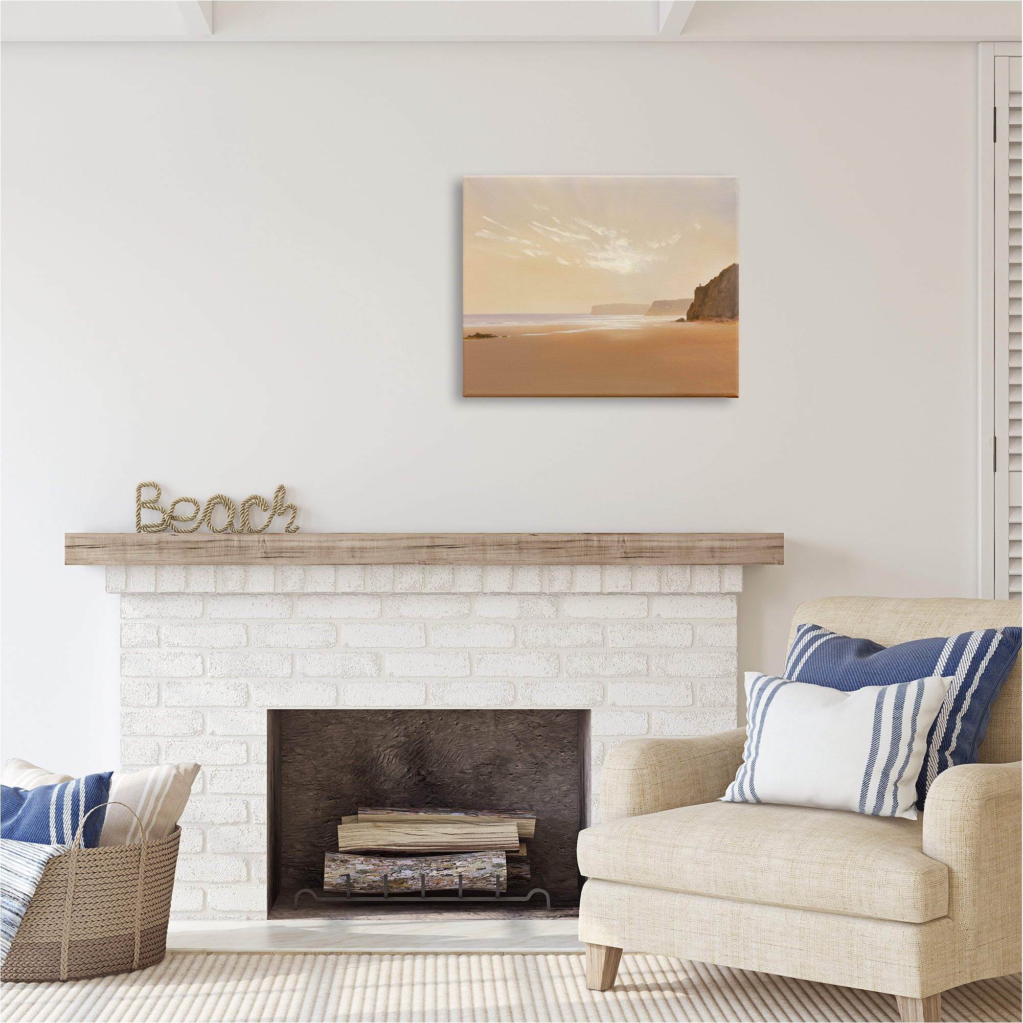 Stupell Industries Brown Beach Landscape Landscape Photography Gallery Wrapped Canvas Art Print Wall Art, 30 x 24