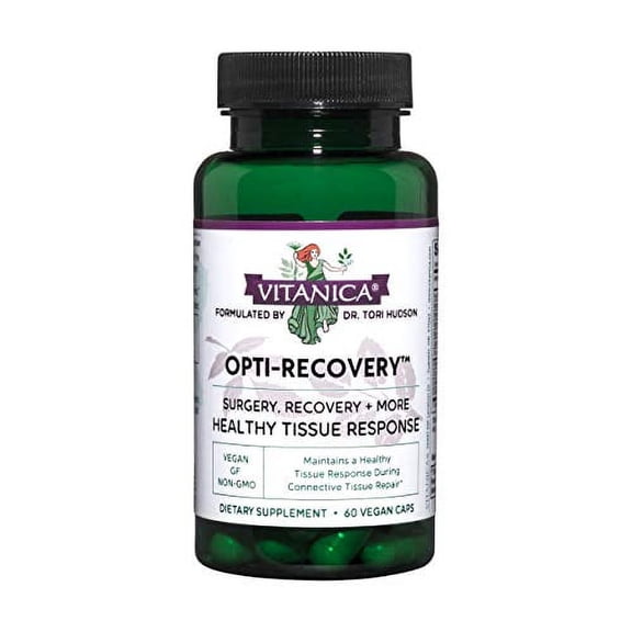 Vitanica Opti-Recovery, Pre and Post Surgery, Injury and Wound Healing Support, Tummy Tuck, BBL, Scar, C Section, Shoulder, Hysterectomy, Breast and Liposuction Surgery Support, Vegan, 60 Capsules