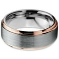 thumbnail image 2 of Charming Jewelers Tungsten Wedding Band Ring 8mm for Men Women Comfort Fit 18K Rose Gold Plated Plated Beveled Edge Brushed Polished Lifetime Guarantee Size 6, 2 of 4