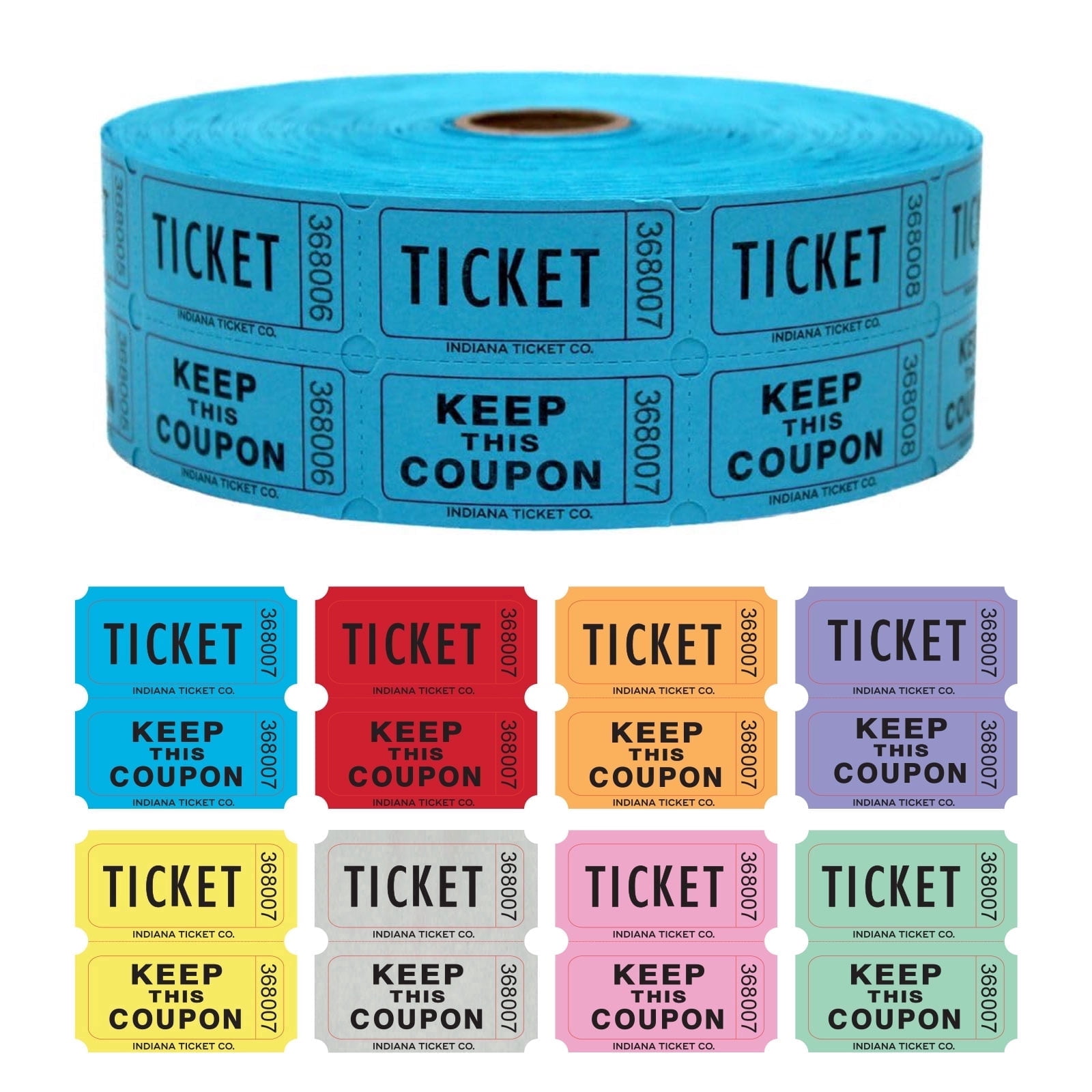 Blue Double Roll Raffle Tickets, 2000 Count, Perfect for Carnivals