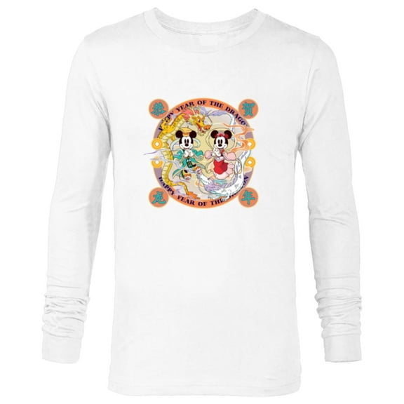 Disney Mickey Minnie 2024 Happy Lunar New Year of the Dragon - Long Sleeve T-Shirt for Men - Customized-White