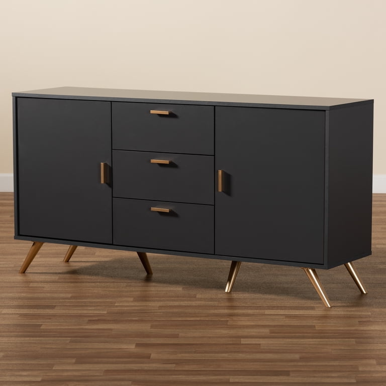 Baxton Studio Kelson Modern and Contemporary Dark Grey and Gold