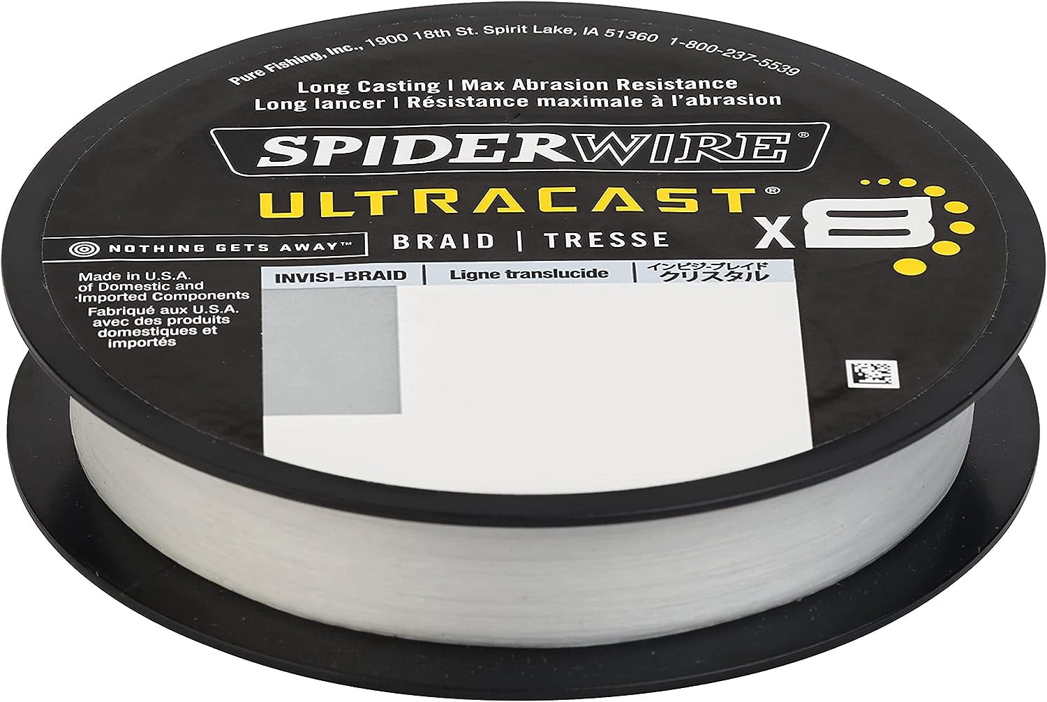 SpiderWire Ultracast® Vanish® Dual Spool Braid Fishing Line, Translucent, 10 lb Test Strength, 164 yd