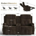 thumbnail image 4 of Loberfve Recliner Loveseat, Massage Loveseat Recliner Sofa, Manual Recliners with Console, USB, Type C Port, Storage, Cup Holders, Fluffy Fabric Brown, 4 of 6