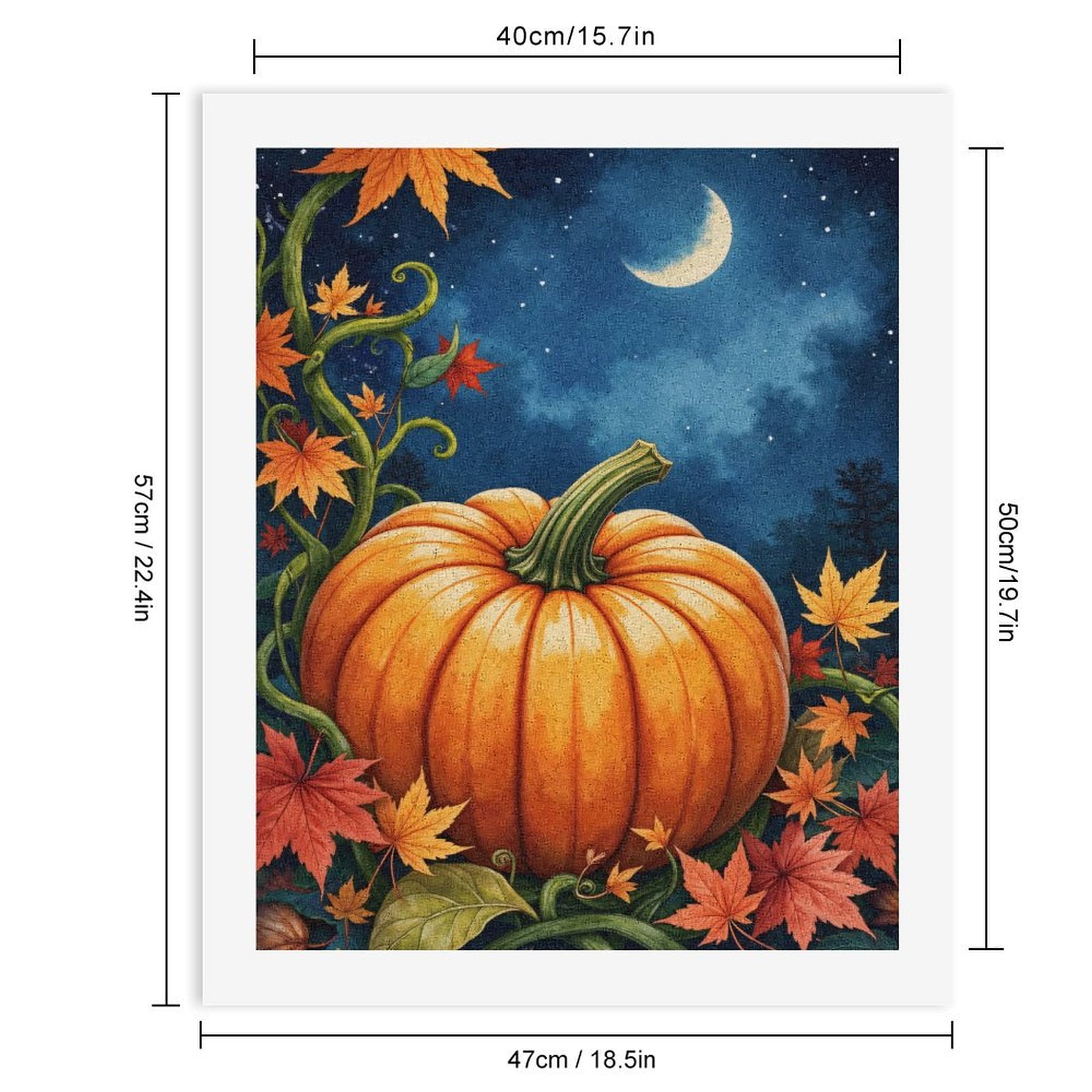 Paint by Numbers Kit for Adults, Autumn Pumpkin Under Moonlit Sky Paint by Numbers, Easy Paint by Numbers Kit for Adults Beginner, DIY Adult Paint by Number Kits on Canvas, Home Decor