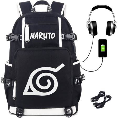 Roffatide Anime Naruto Backpack Luminous School Bag Print Laptop Backpack with USB Charging Port & Headphone Port