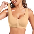 thumbnail image 4 of Bras for Women,Casual Hollow Out Button Front Sport Bra Top Breathable Comfort Wirefree Support,Sports Bras for Women,Beige,6XL, 4 of 9