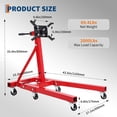 thumbnail image 2 of Support de Moteur 1300 1500 2000 Lb avec Tête Rotative à 360 Degrés, 4 Bras Réglables et 4 Roulettes, Support de Moteur en Acier Robuste pour l'Entretien des Véhicules et la Réparation Automobile, Rouge, 2 of 7