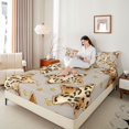 thumbnail image 4 of Homewish Stars Print 3pcs Twin Sheet Sets For Children Teens Adults,Bling Golden Glitter Twin Fitted Sheet,Animal Leopard Print Breathable Flat Sheet,Super Cozy Room Decor, 4 of 7