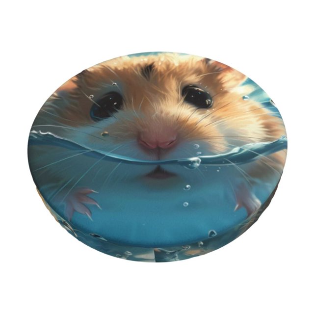 Disketp Cute Swimming Guinea Pig Funda Redonda para Taburete, Funda de Cojín para Silla de Bar Suave y Elástica-12 inch