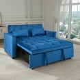thumbnail image 2 of Lisonu 3-in-1 Convertible Sofa Bed, Pull-Out Sleeper Loveseat with Adjustable Back & Storage Pockets for Small Spaces, Blue Velvet, 2 of 9