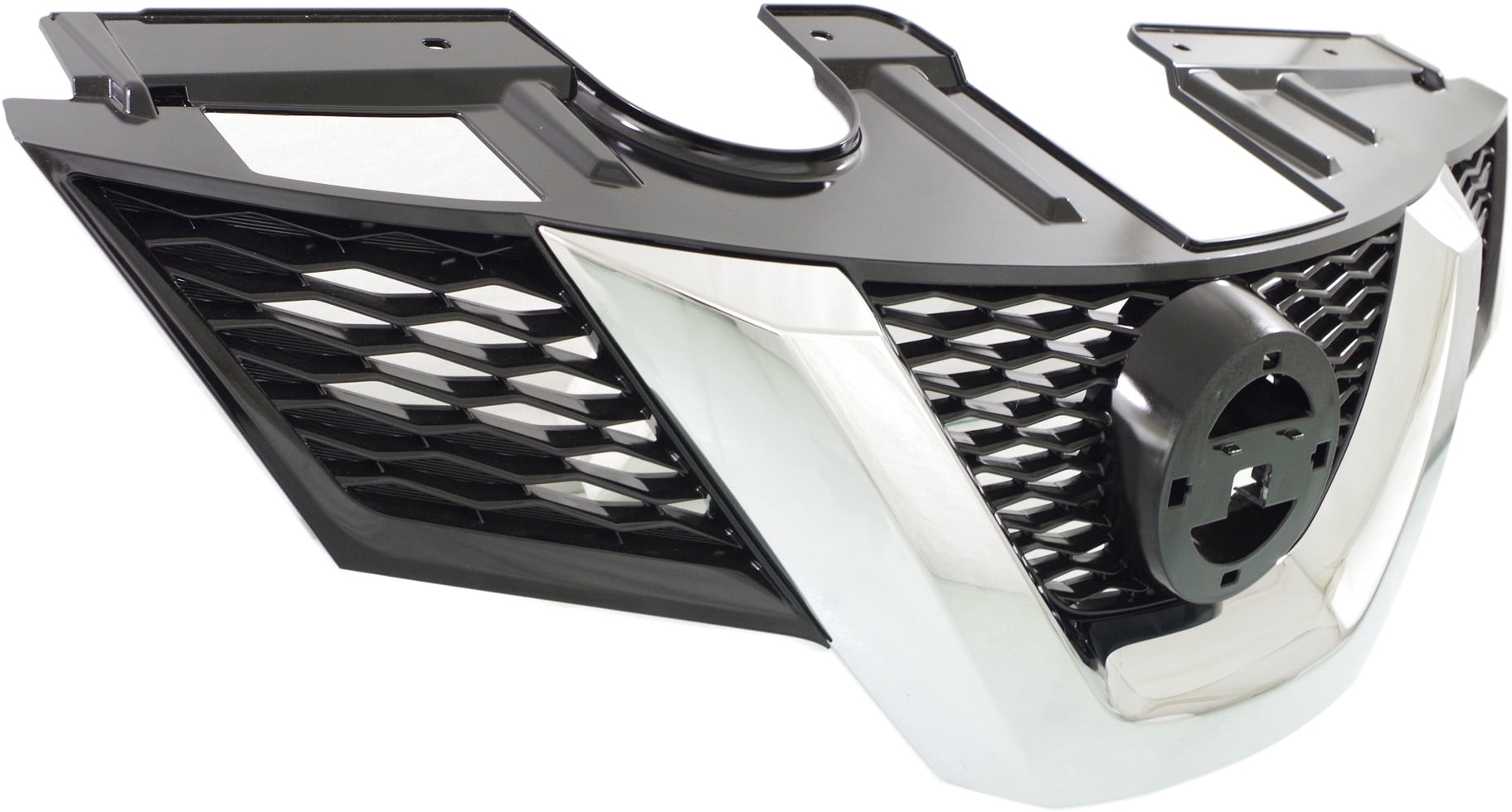 Grille Assembly Compatible With 2014-2016 Nissan Rogue Painted Black Shell and Insert CAPA Certified