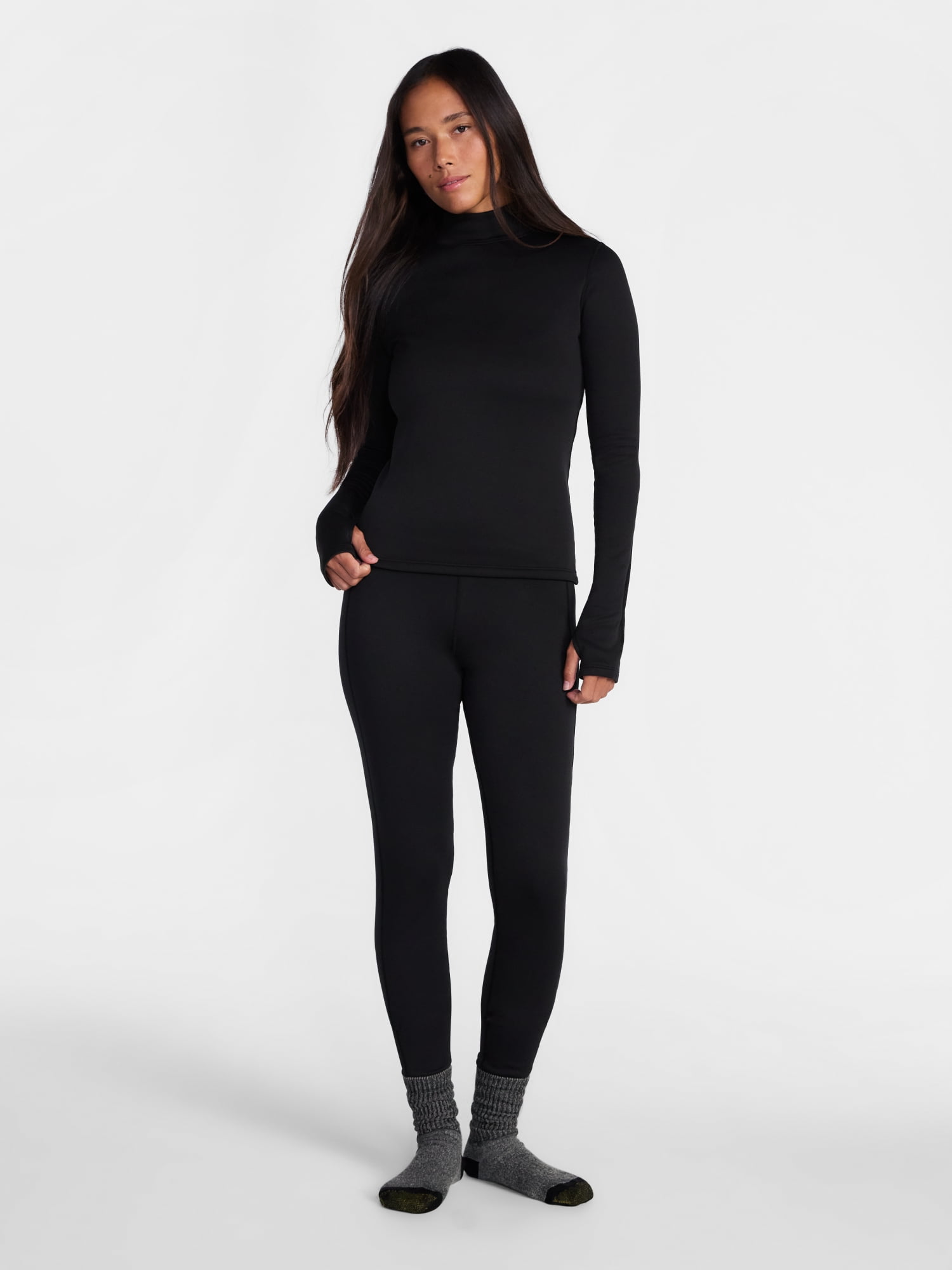 Ozark Trail Women's Warmest Thermal Long Sleeve Fleece Mockneck Top, Sizes XS-XXL
