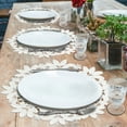 thumbnail image 5 of White Doilies Set of 4 - Round Lace Linen Placemats European Embroidery for Fall Autumn Thanksgiving Season Dining Table Home Decor Wedding - 15 inches - The Deandra Collection, 5 of 8