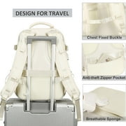Travel Backpack for Women Men 15.6 Inch Laptop Backpacks with USB Port Carry on Bag Airline Approved Large College School Bookbags Waterproof Work Business Sport Rucksack Casual Daypack (White)