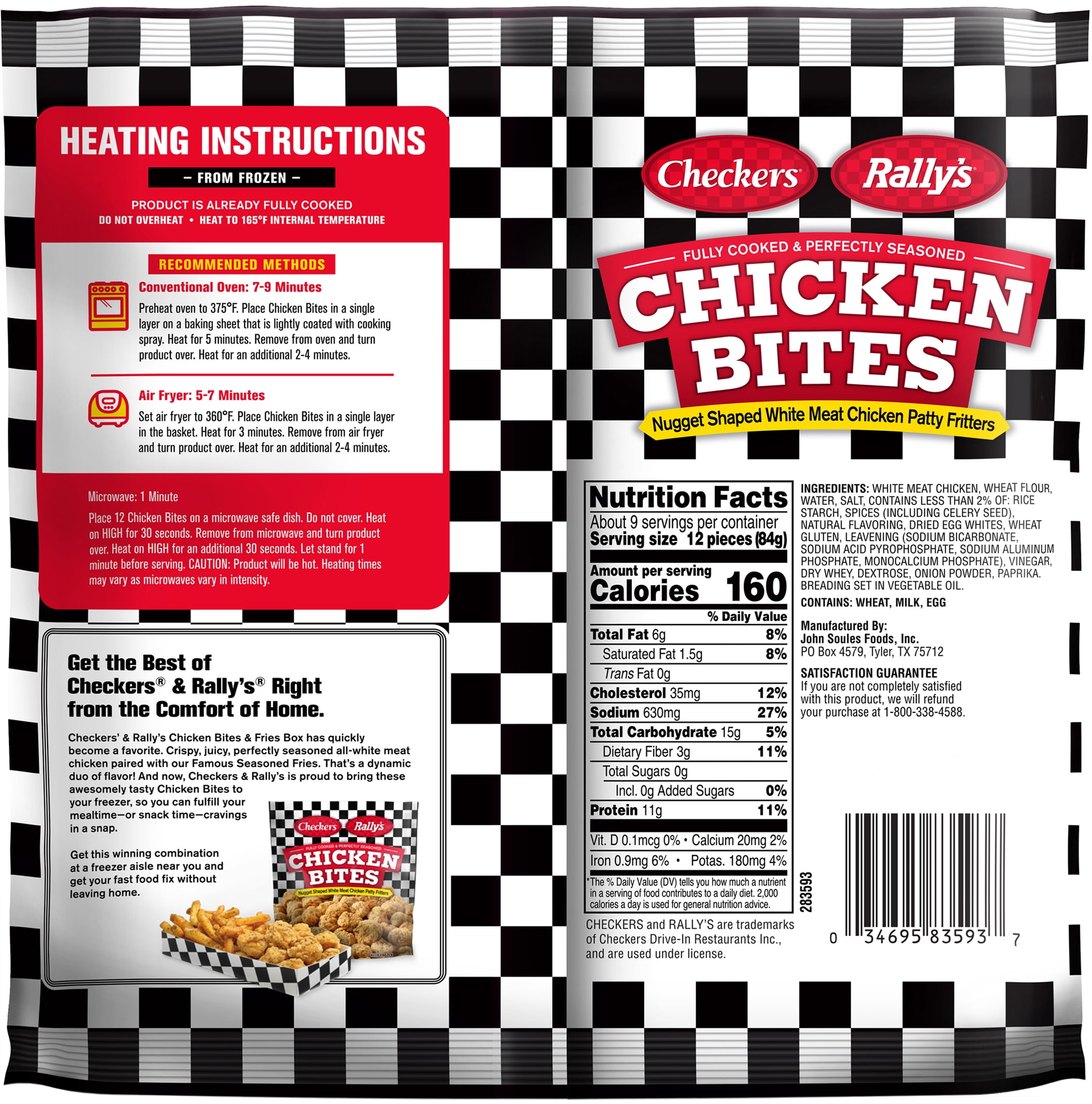 Checkers Rally's Fully Cooked Seasoned Chicken Bites, Frozen, 28oz