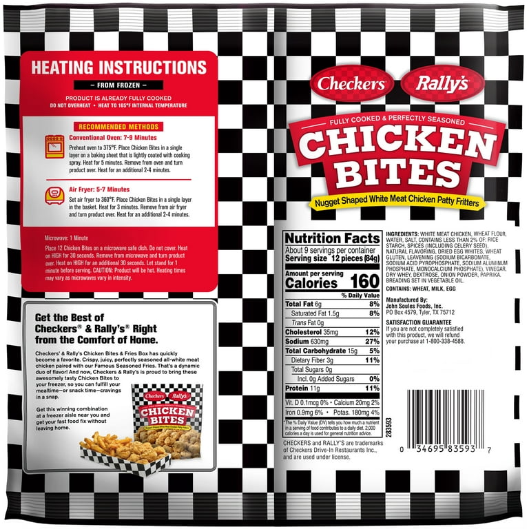 Checkers Rally's Fully Cooked Seasoned Chicken Bites, Frozen, 28oz