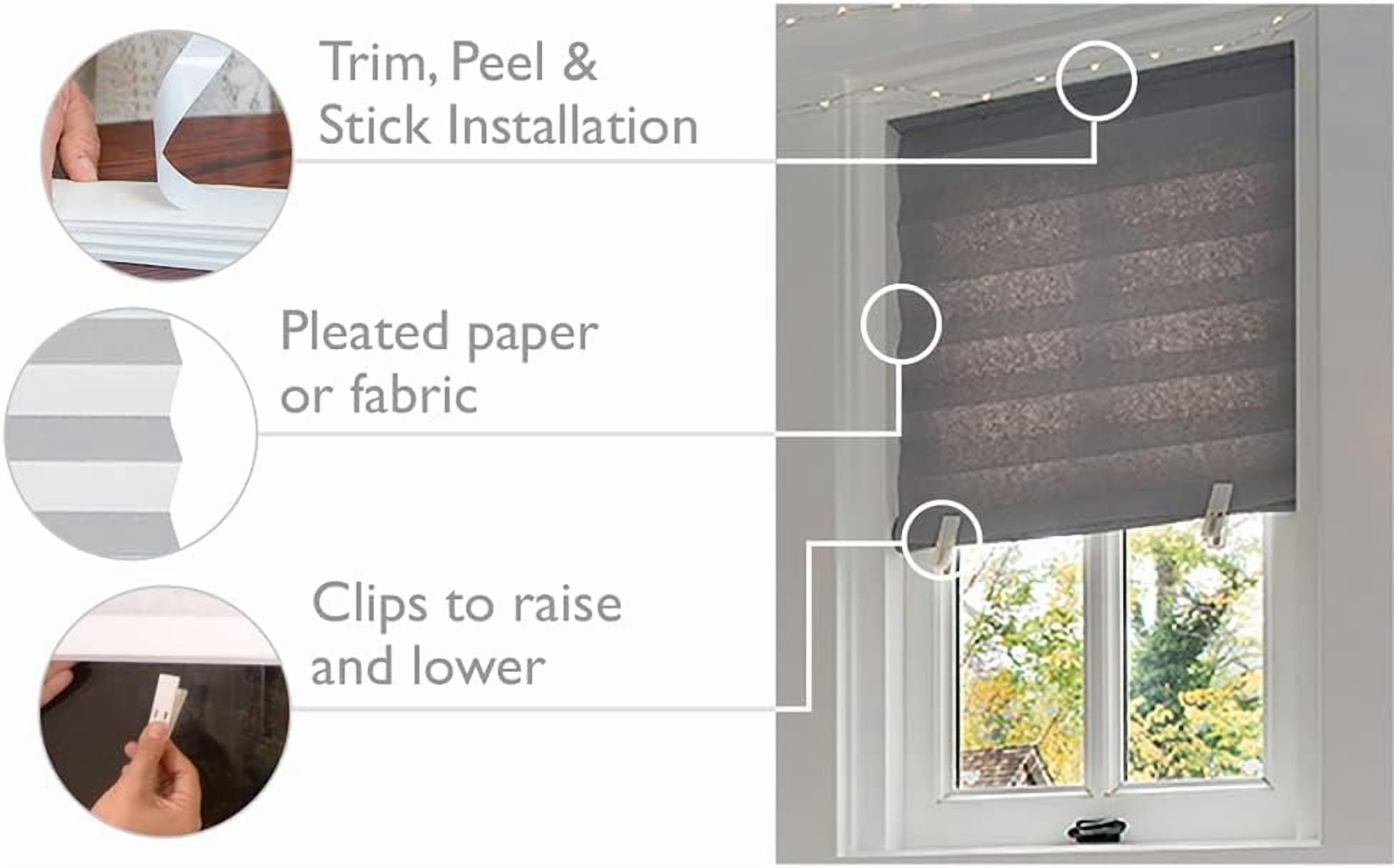 Redi Shade No Tools Original Room Darkening Pleated Paper Shade Gray, 36" W x 72" L, 6 Pack