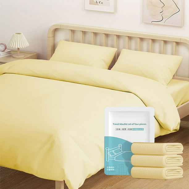 Sábanas desechables para viajes y hoteles | Funda de edredón de tela no tejida de un solo uso | Tamaño: 180 x 230 cm (70,86 x 90,55 pulgadas) | Paquete de 1 | Amarillo