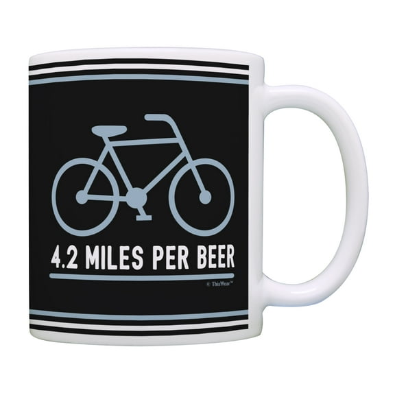 ThisWear Cyclist Gifts 4.2 Miles Per Beer Bike Calorie Converter Bike Gifts for Men and Women Mountain Bike Lover Gifts Bike Cup Bicyclists Gifts for Men and Women Cyclist Mug Coffee Mug Bike
