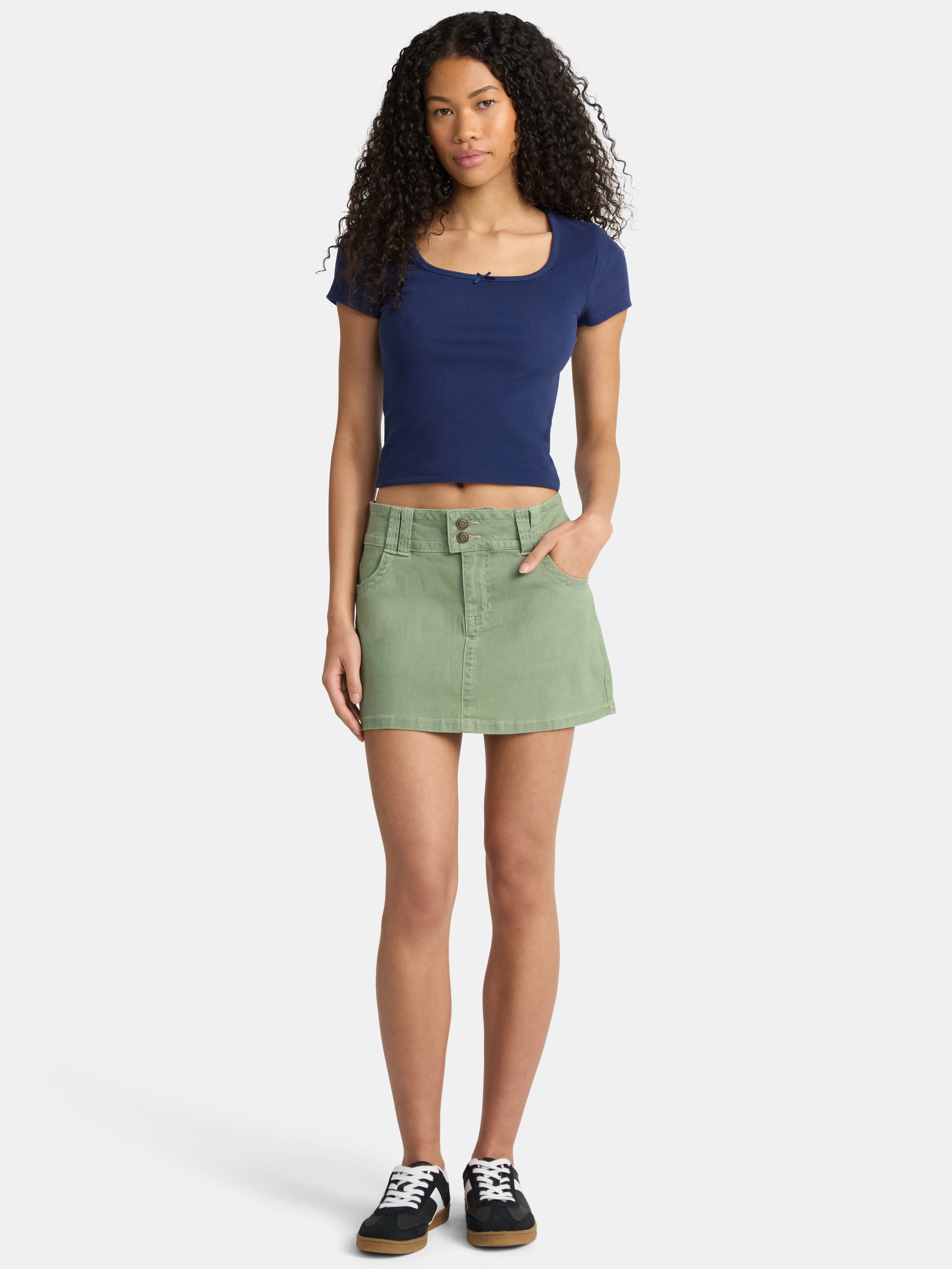 No Boundaries Button Mini Skirt, Women's - Walmart.com