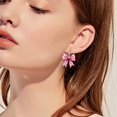 thumbnail image 5 of Pink Ribbon Cancer Awareness Earrings Drop Dangle Acrylic Jewelry Lightweight Statement Earrings for Women Survivor Support Gifts Christmas Holiday Party Fundraiser Events Bulk Pack, 5 of 8