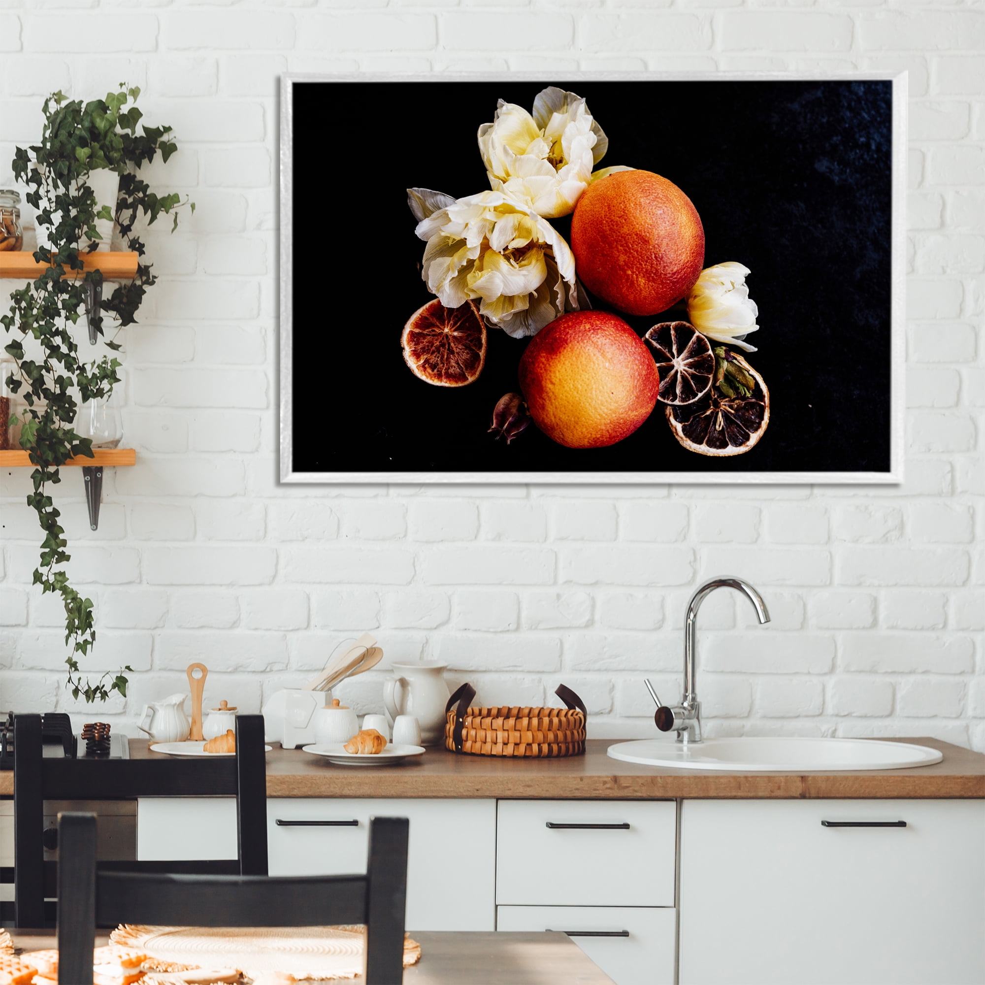 The Still Spring Fruit White Framed Giclee Art, design by Amy Carroll