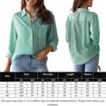 thumbnail image 2 of Camisa De Manga Larga Blusas de mujer Camisa con botones de rayas verticales Traje de trabajo de oficina (Verde XL) Cgtredaw para Mujer Verde T S, 2 of 6