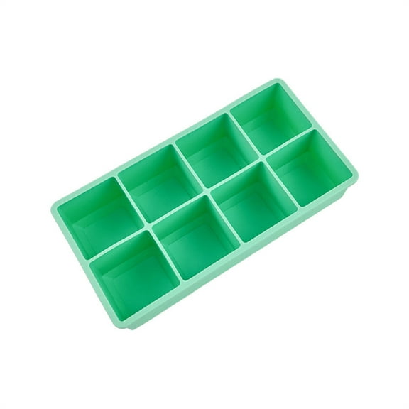 8-Cell Stackable Ice Tray with Lid - BPA-Free, Non-Stick Silicone Mold for Baby Food, Cocktails & Freezer Storage, Dishwasher Safe & Space-Saving Design Green