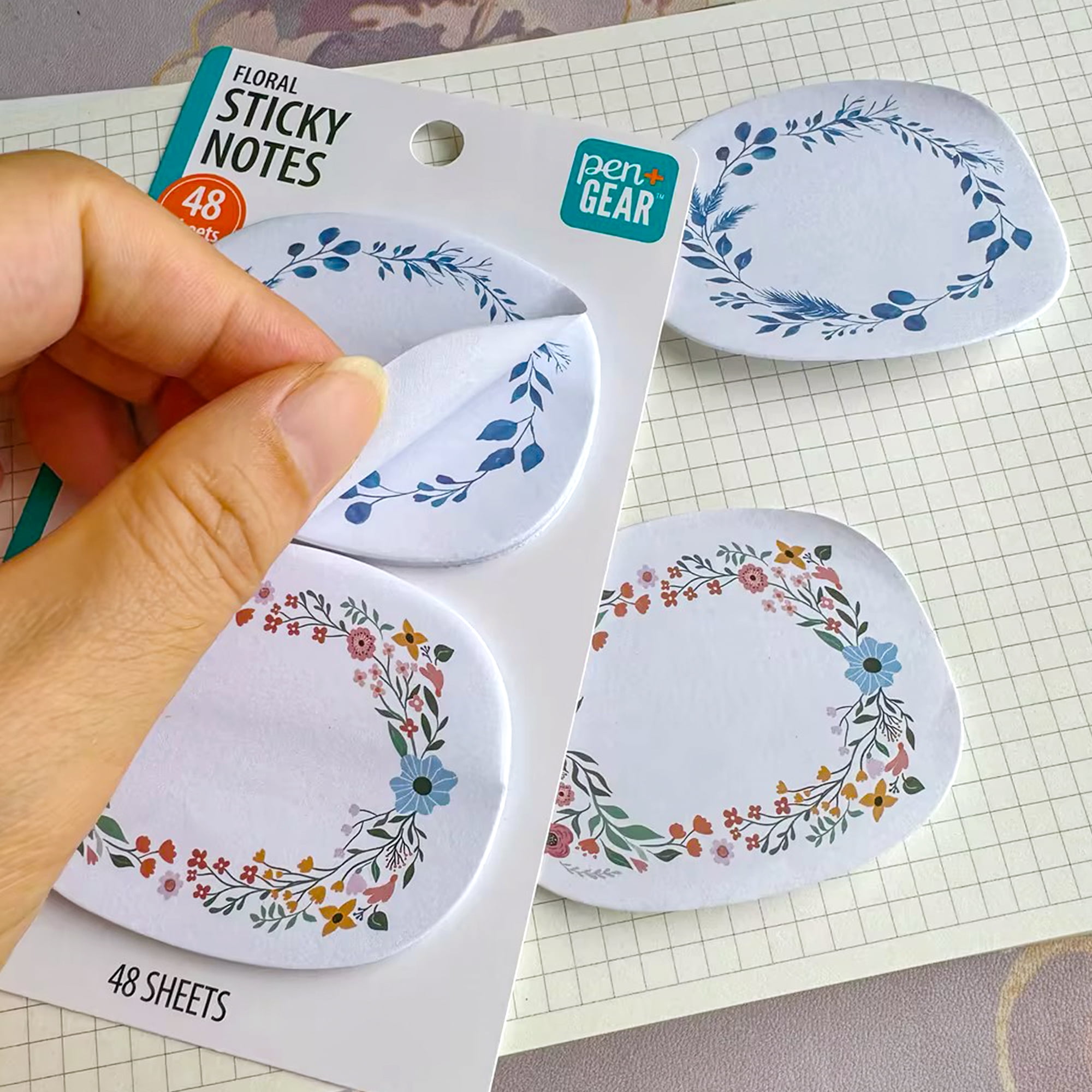 Pen+Gear Floral Sticky Notes. 2 Pads, 48 Sheets, 2.56" x 1.97"