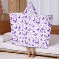 thumbnail image 5 of White Purple Butterfly Flower Pattern Hooded Bath Towel，50"x30" for Ages 3 To 12 Kids, Quick Dry Lightweight Soft Microfiber Hood Beach Towel Cover Up for Kids, 5 of 7