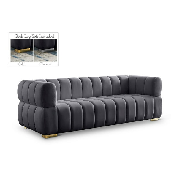 Meridian Furniture Gwen Grey Velvet Sofa