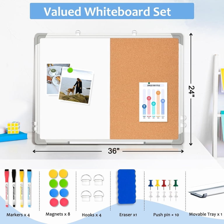 VIZ-PRO 40x30 Inch Magnetic Whiteboard - Includes Markers, Eraser, Magnets & Pen Tray 4 thumbnail image