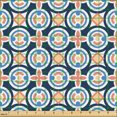 thumbnail image 2 of Ambesonne Retro Fabric by the Yard Upholstery, Vintage Circles Squares Art, 5 Yards, Salmon and Dark Violet Blue, 2 of 5