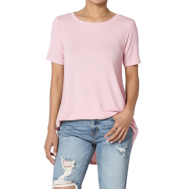 TheMogan Women's PLUS Basic Crew Neck Round Hem Short Sleeve Draped Jersey Tee