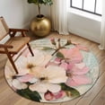 thumbnail image 2 of Round Rugs 5Ft, Pink Spring Floral Round Area Rug Washable Indoor Throw Carpet, Vintage Flowers Retro Botanical Soft Non Slip Circle Rug for Cabinet Bathroom Home Decor Aesthetic, 2 of 8