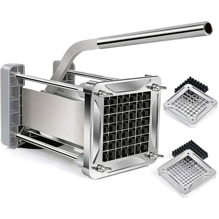 

French fry cutter professional potato cutter stainless steel with 1/2 inch and 3/8 inch blades perfect for cutting potatoes carrots and cucumbers.