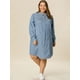 thumbnail image 5 of Vestido Camisero De MezclilPor EnciDe RodilCon Mangas Largas Tallas Grandes PaMujer Azul Cielo XXL, 5 of 6